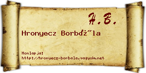 Hronyecz Borbála névjegykártya